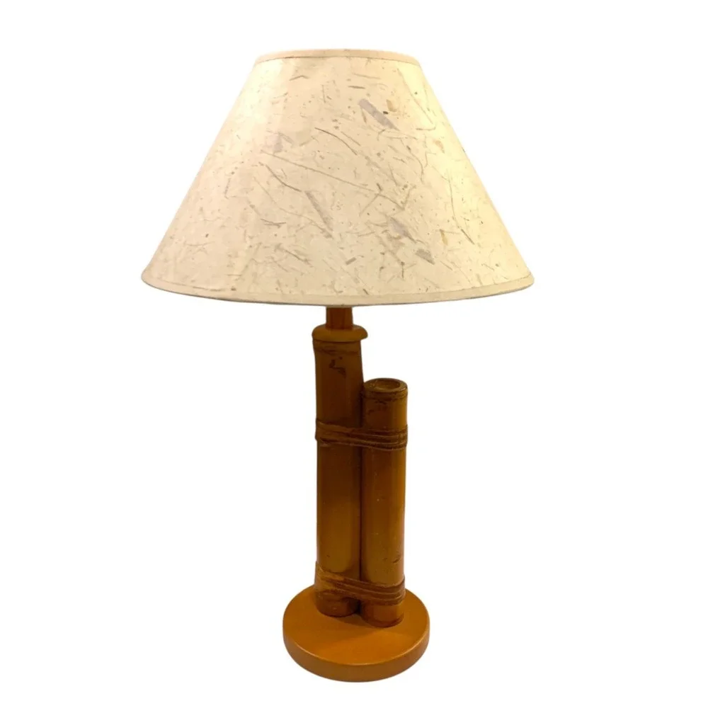 VTG Mid Century Bamboo Table Lamp Tarogo Japan Hollywood Regency Boho Coastal 16